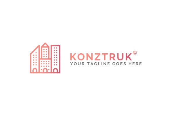 建筑几何图形建筑类Logo设计素材库精选模板 Konztruk – Architecture Logo Template