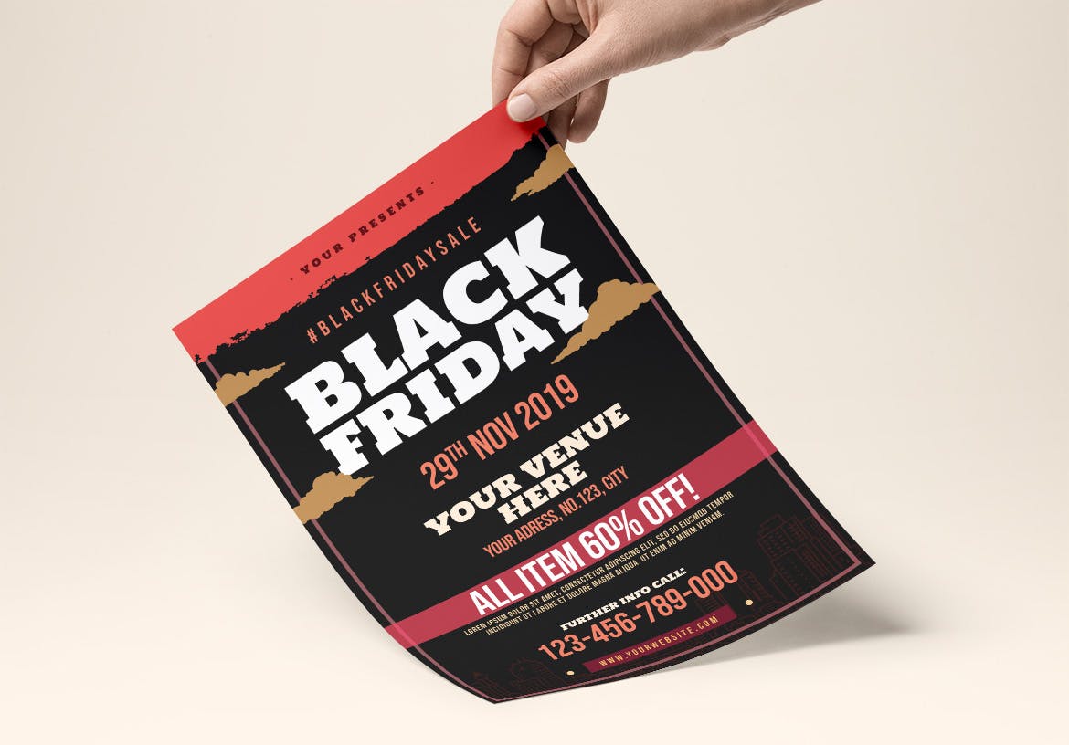 黒五年终大促广告海报传单设计模板 Black Friday Flyer插图(1)