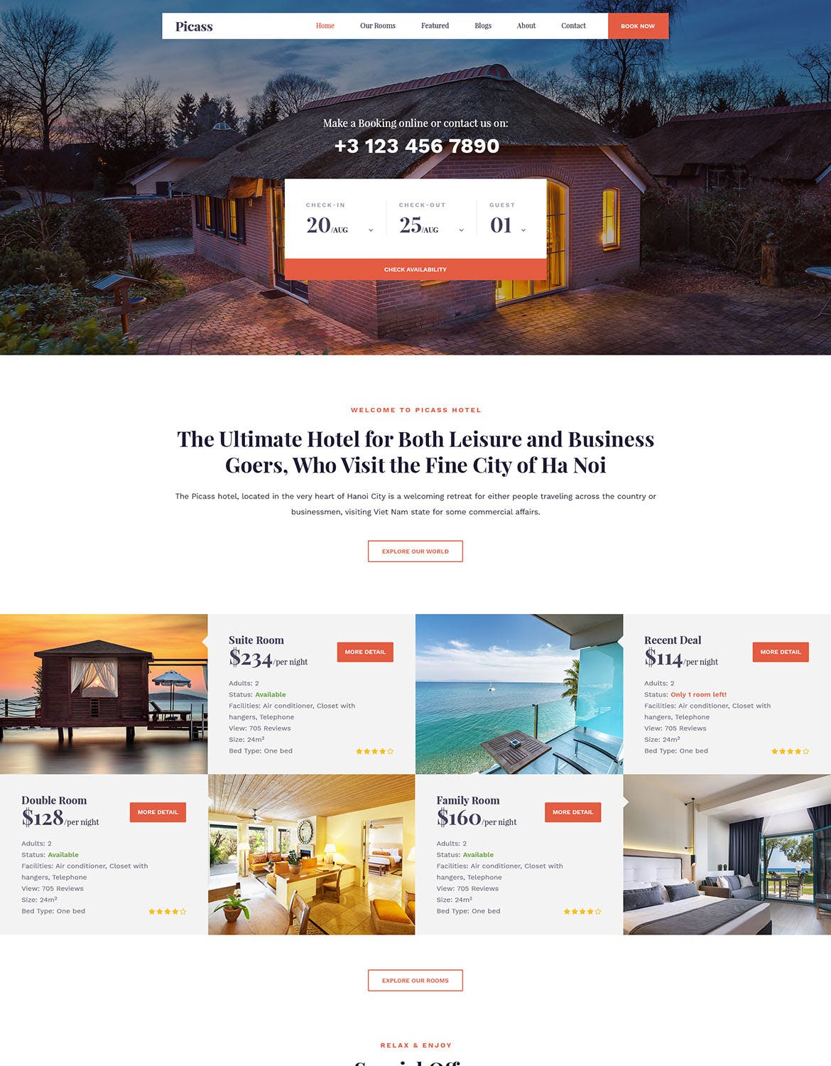 酒店预订网站设计PSD模板 Picass | Hotel PSD Templates插图(2)