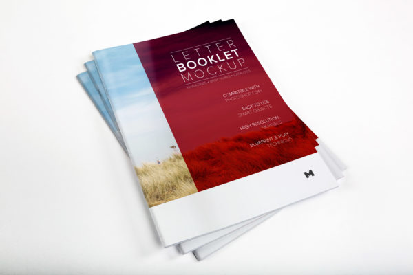 信纸尺寸企业宣传小册子封面设计样机01 Letter Booklet Stack Cover Mockup 01