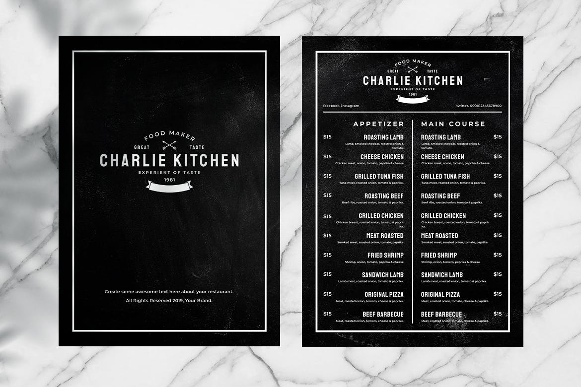 黑板画风格西餐厅素材库精选菜单模板v09 Blackboard Food Menu. 09插图