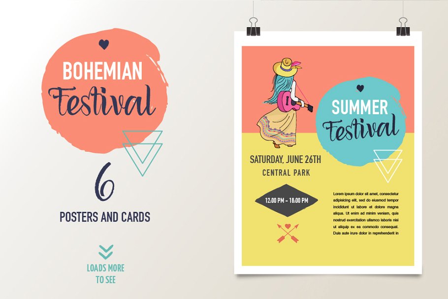 波希米亚夏天风格时尚服饰插画素材 Bohemian summer, huge bundle插图(5)