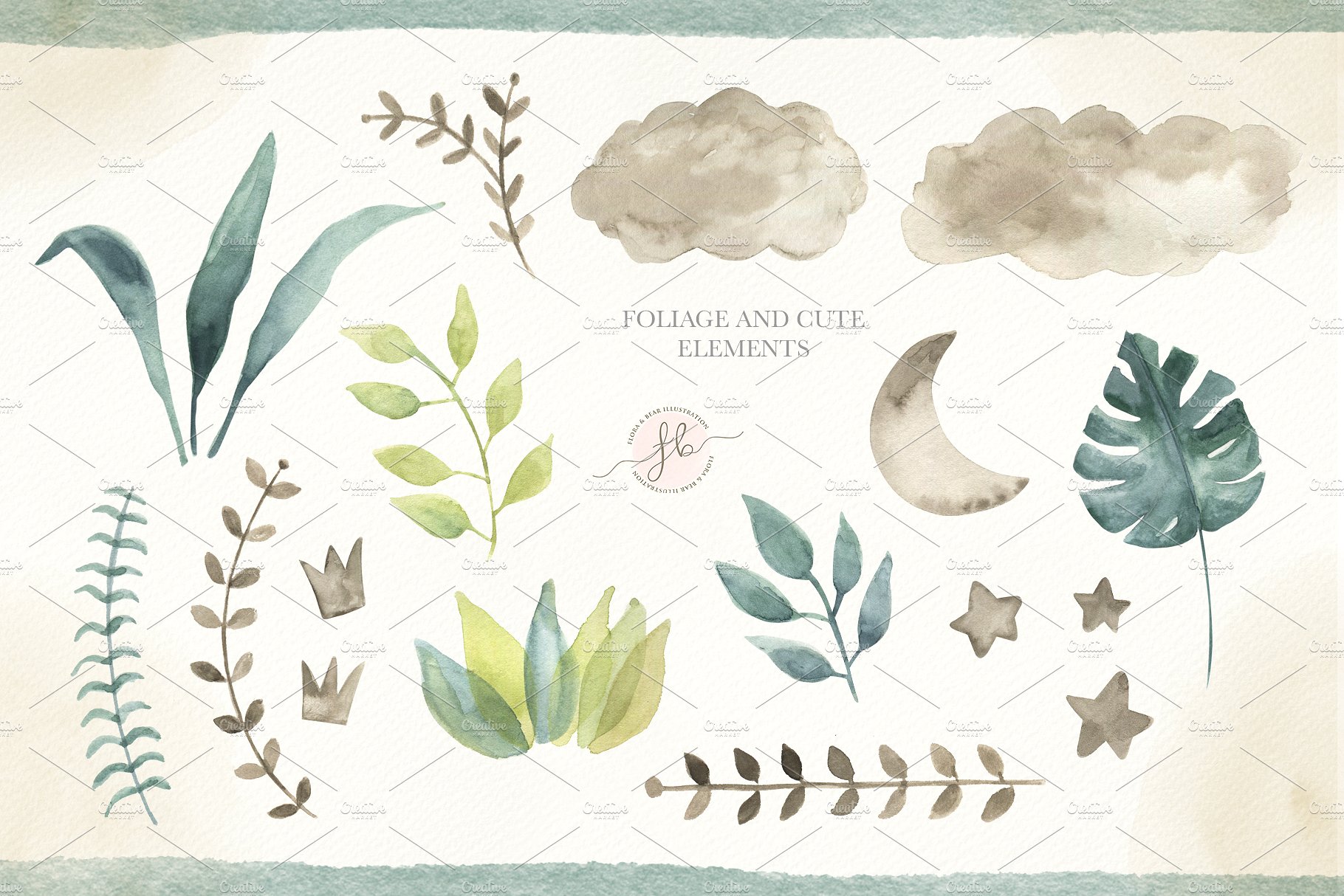 45款可爱的手绘水彩动物素材合辑下载[png,jpg]插图(2)