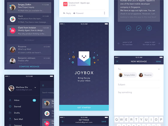 Joybox 邮箱应用界面素材之家精选sketch素材