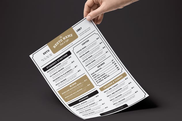 经典意大利西餐厅菜单PSD模板 Classic Resto Menu插图(1)