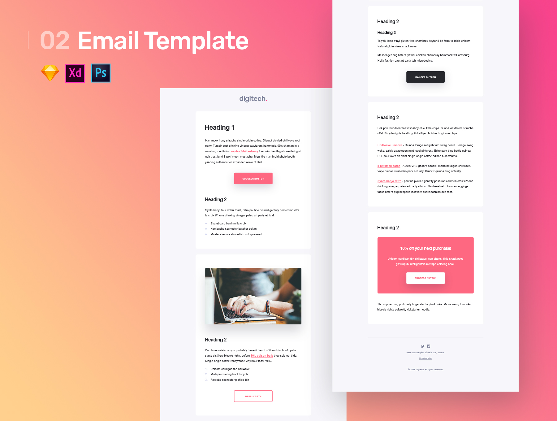 素材库下午茶：时尚品牌响应式email邮件平台网页设计模板下载[Sketch,XD,PSD]插图(2)