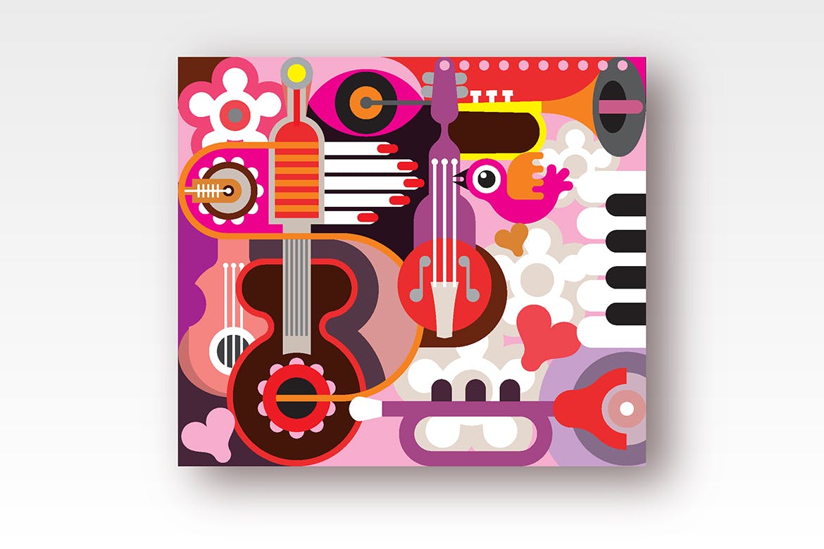 音乐主题矢量抽象背景素材 Abstract Musical Background插图(1)