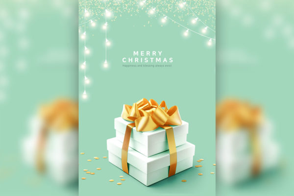 浪漫简约风格圣诞礼品海报psd素材