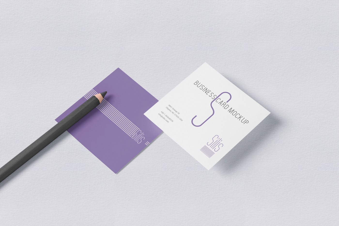 方形名片叠放阴影效果样机素材库精选模板 Square Shaped Business Card Mockups插图(1)