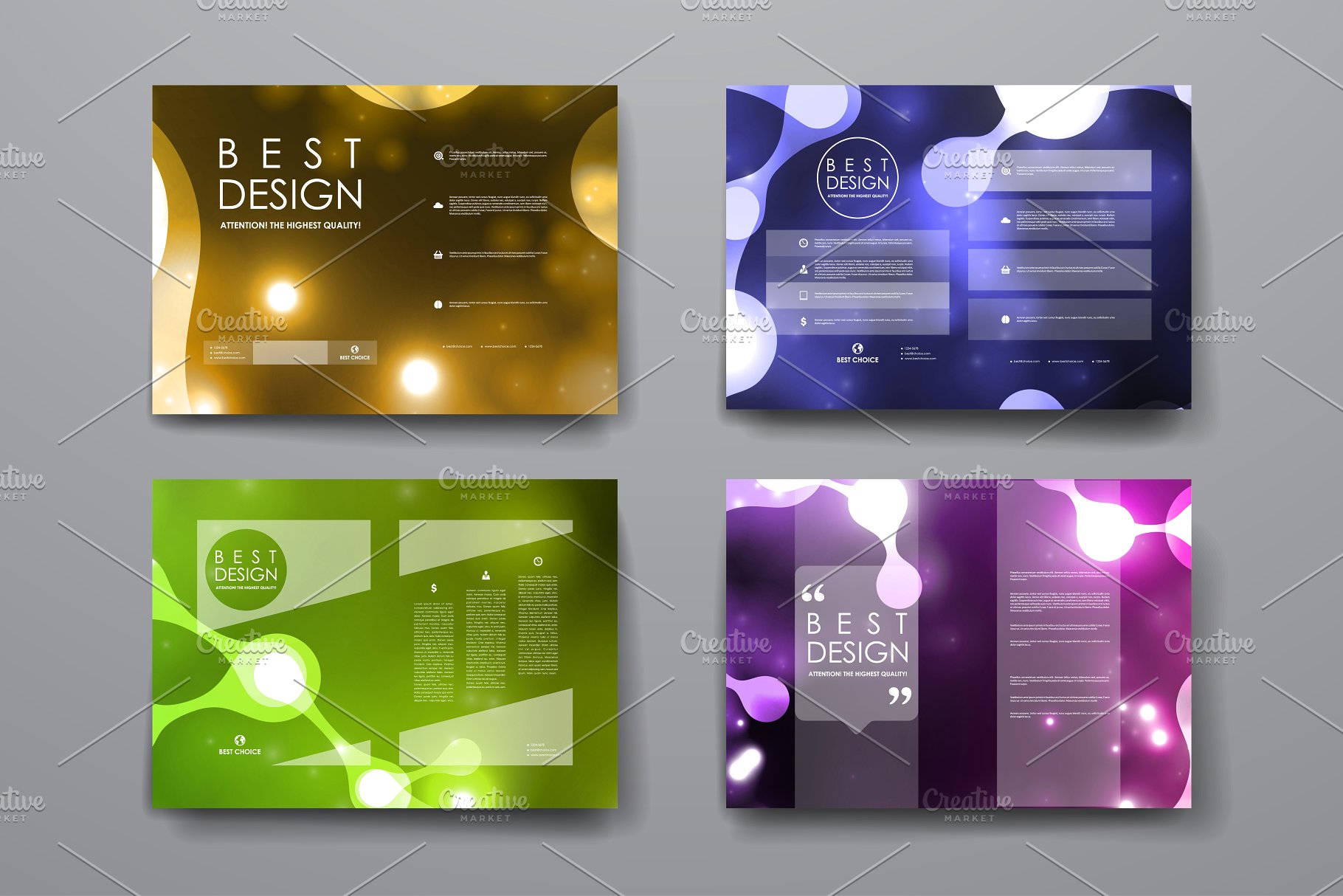 荧光DNA链条抽象图形画册模板 Set of Beautiful Brochures插图(4)