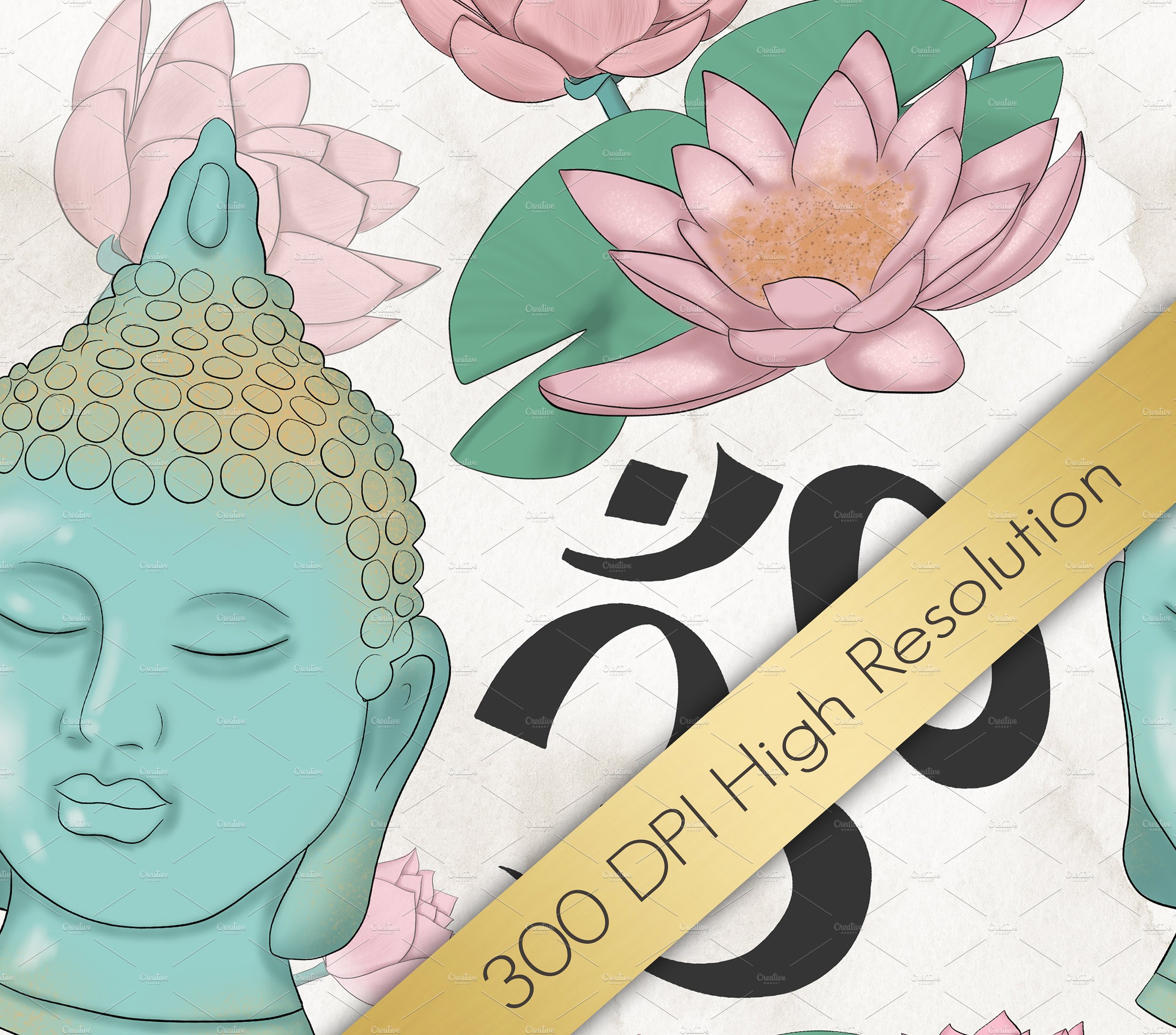 瑜伽经典合十礼动作数字纸张插画设计 Namaste Digital Paper Pack插图(1)