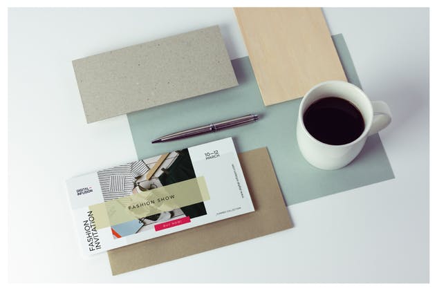 极简DL传单/邀请函设计样机模板 DL Flyer Mockup Minimal Scene插图(4)