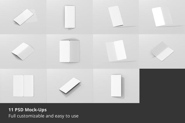 圆角折页小册传单设计样机模板 DL Bi-Fold Brochure Mock-Up – Round Corner插图(1)