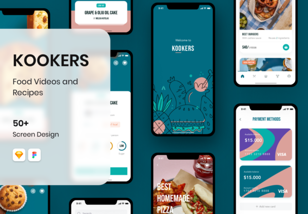 素材库下午茶：美食视频类APP UI KIT套装下载[Sketch,fig]