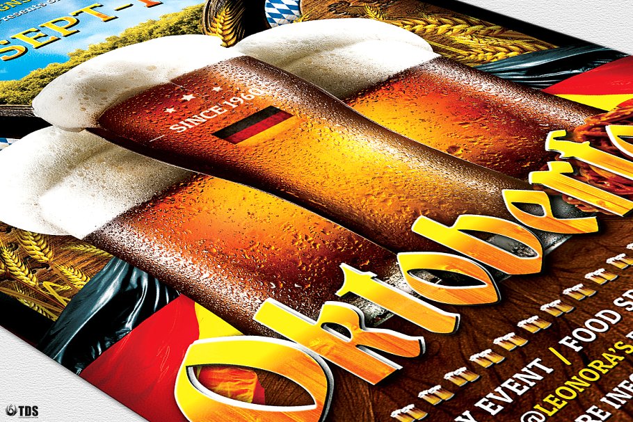 啤酒节活动宣传海报传单设计PSD模板v7 Oktoberfest Flyer PSD V7插图(5)