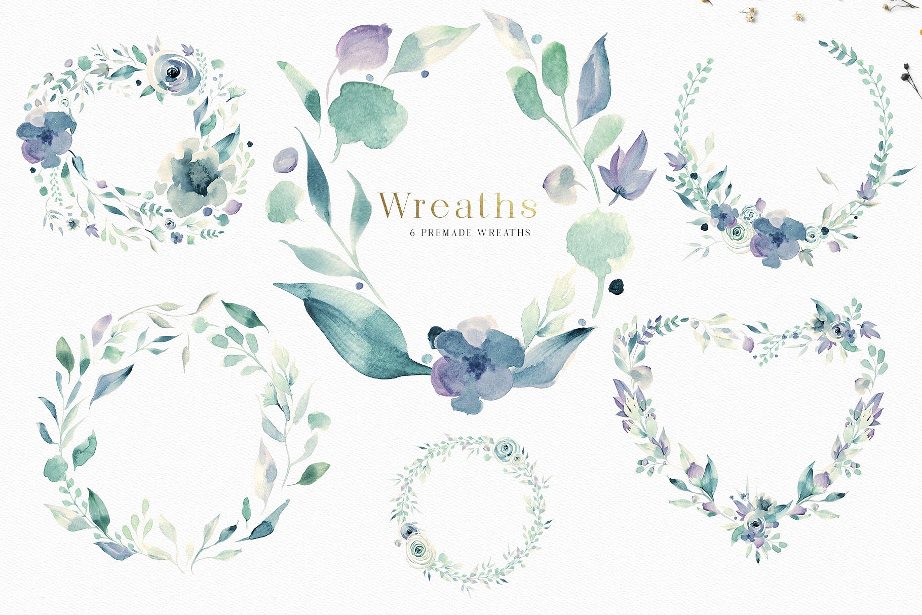 轻奢风格水彩元素合集 A Mountain Summer Watercolor Set插图(10)