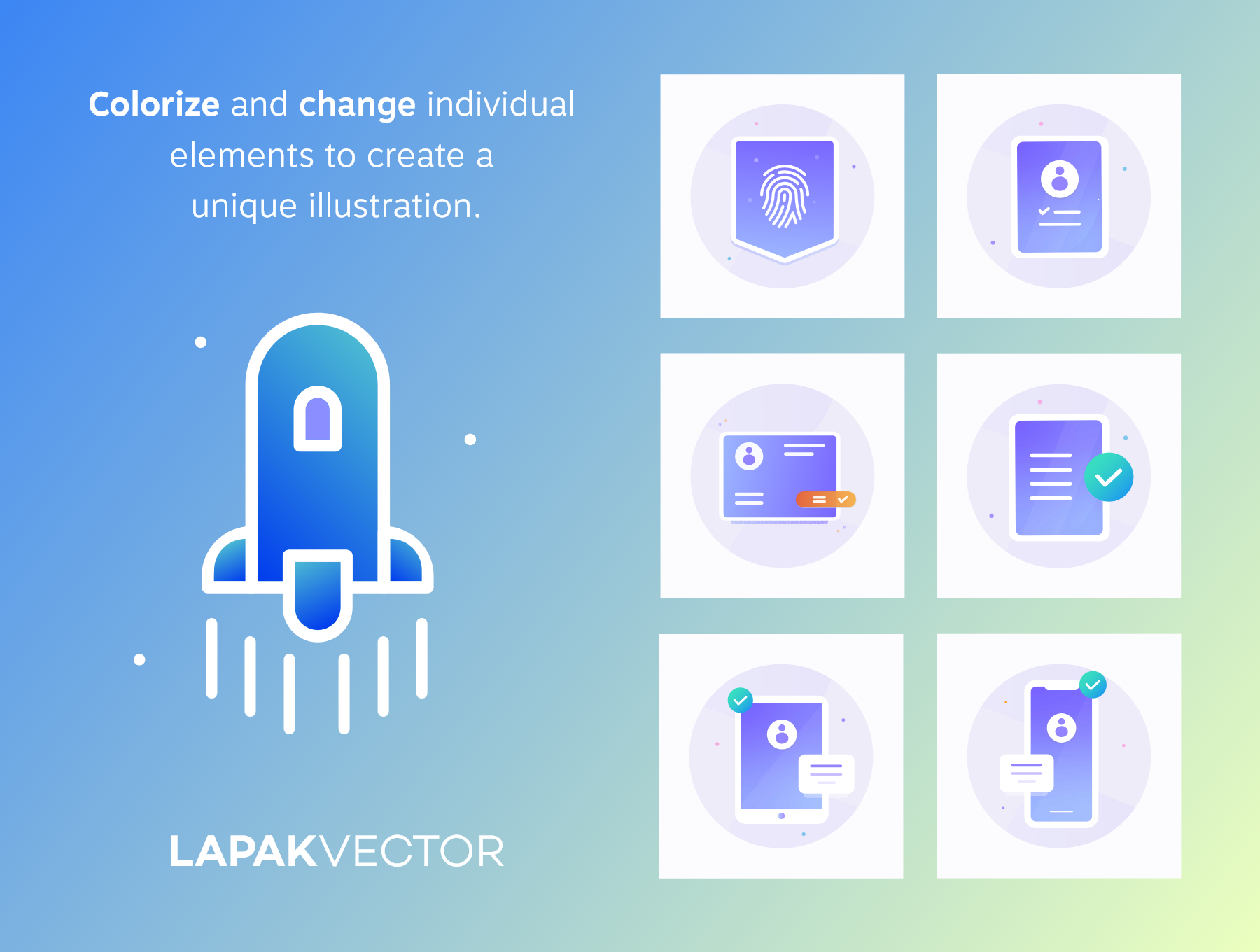 素材库下午茶：安全概念的插画素材套装下载 [Ai]插图(1)