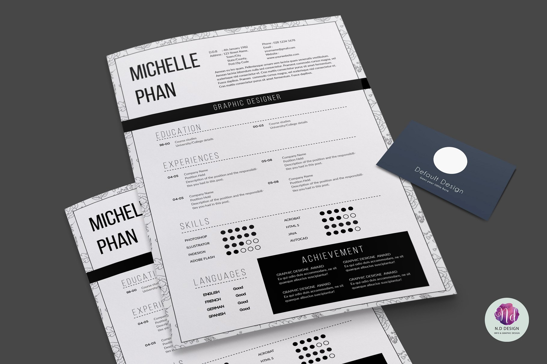 现代电子简历模板 Modern 1 page resume插图(2)