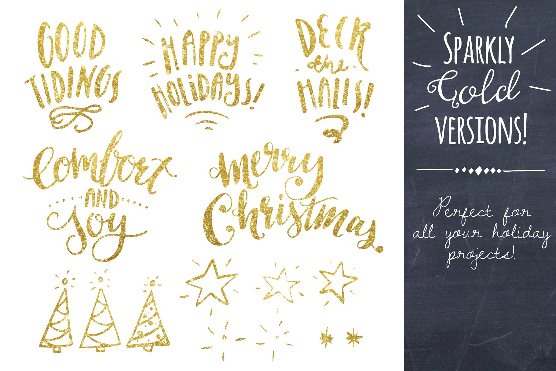 圣诞元素矢量图形图层 Christmas Overlays Set 8 – Vector插图(1)