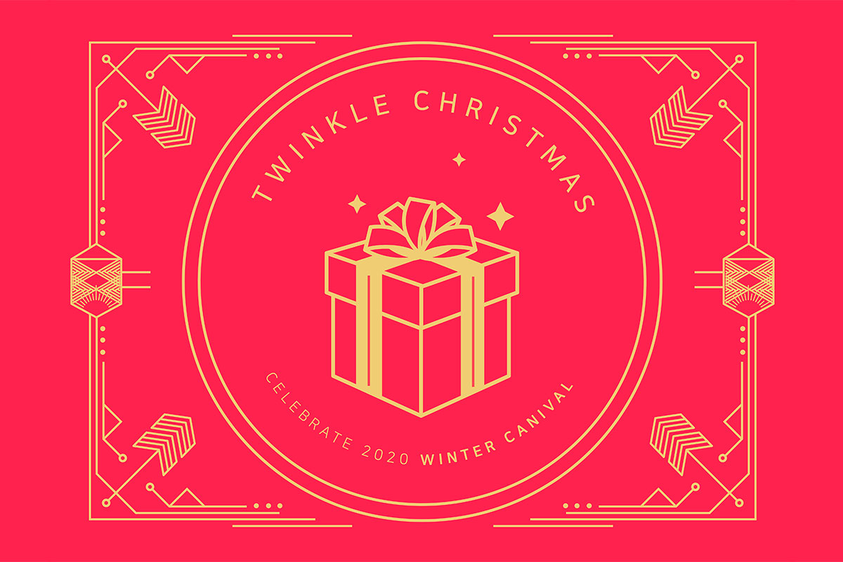 圣诞/新年大红色礼品海报/Banner设计模板插图