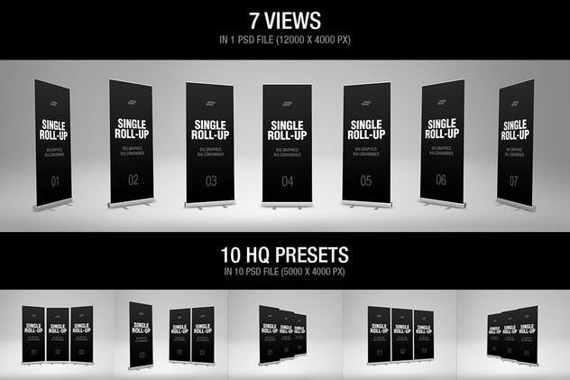 易拉宝X展架海报设计效果图样机素材库精选模板 Roll-up Banner Mock-up插图(1)