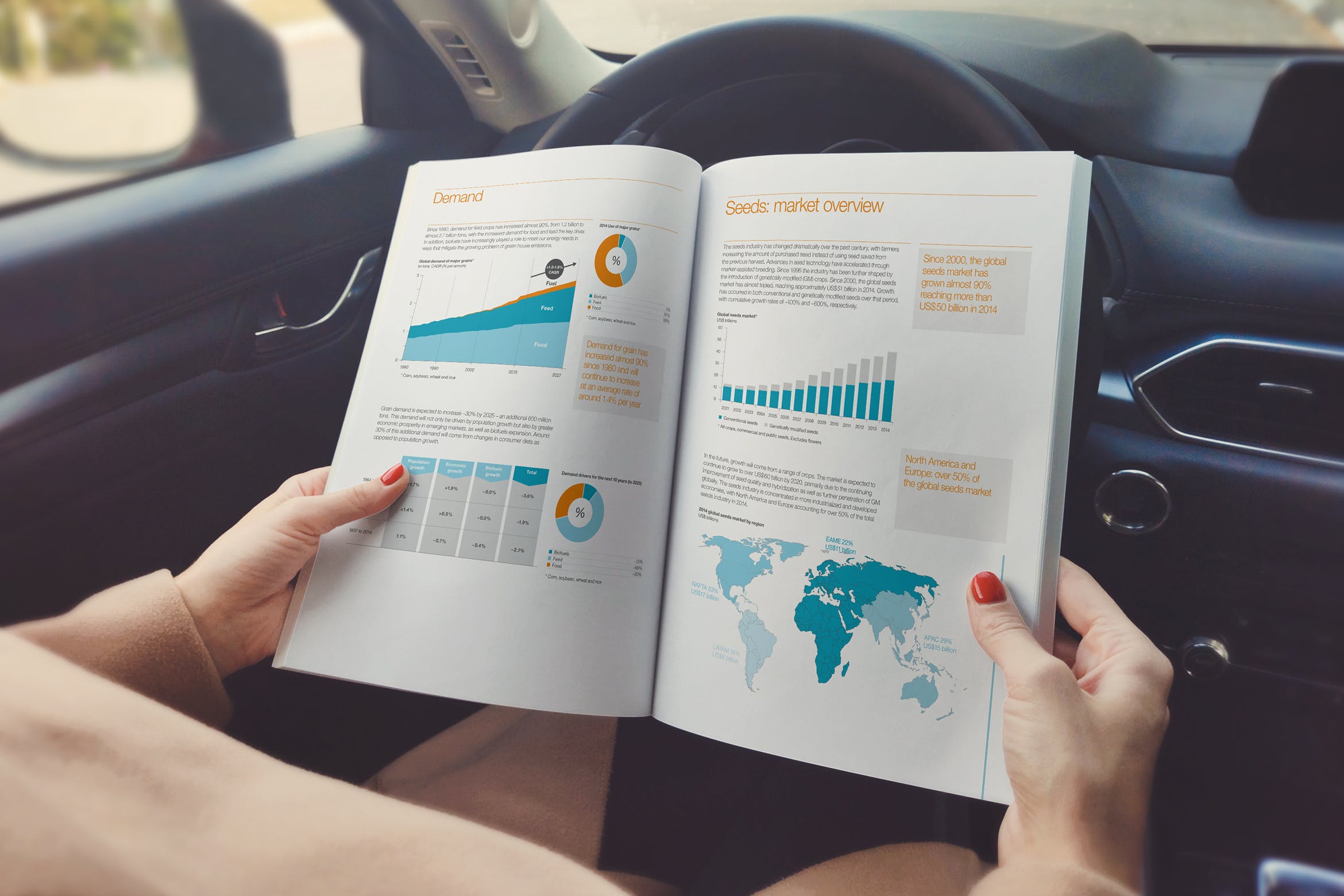 图书/产品手册内页排版设计效果样机模板 Book / Catalog In Hand Mockup插图