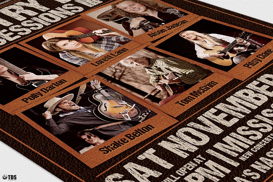 乡村音乐民谣演奏会宣传传单PSD模板 V6 Country Live Flyer PSD V6插图(5)