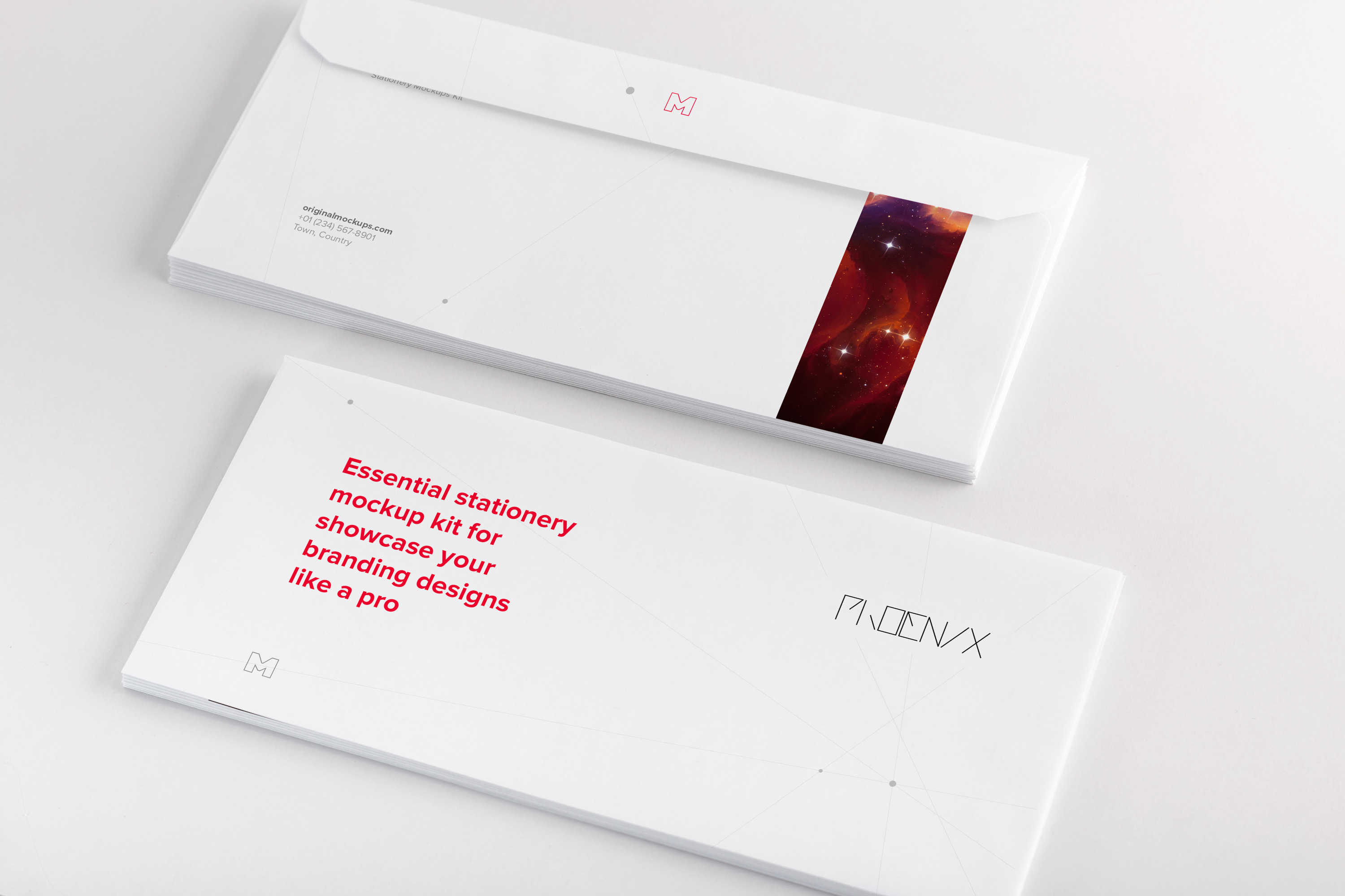 企业信头信封设计效果图样机02 Letterhead Envelope Mockup 02插图