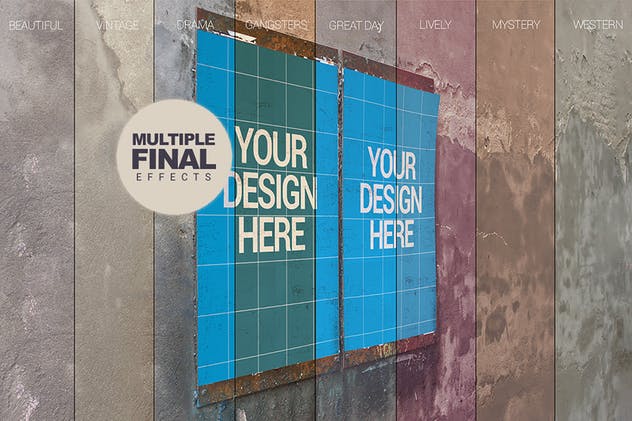 复古海报水泥墙张贴效果样机模板 Venetian Simply Wall插图(2)