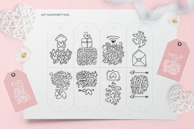 可爱风格情人节设计元素图案素材 Cute Valentines Elements插图(10)
