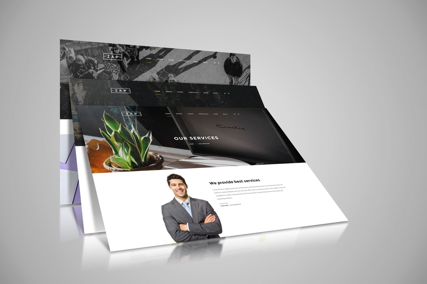 网站设计3D立体演示效果图样机模板 Web Themes Mock ups插图