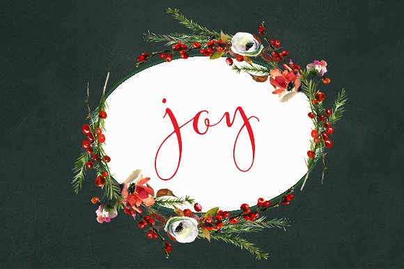 圣诞主题水彩花卉素材集 Watercolor Christmas Floral Set插图(6)