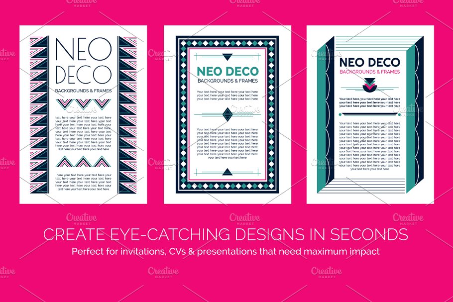 几何扁平风格图形框架装饰模板 Geometic Frames and Design Templates插图(1)