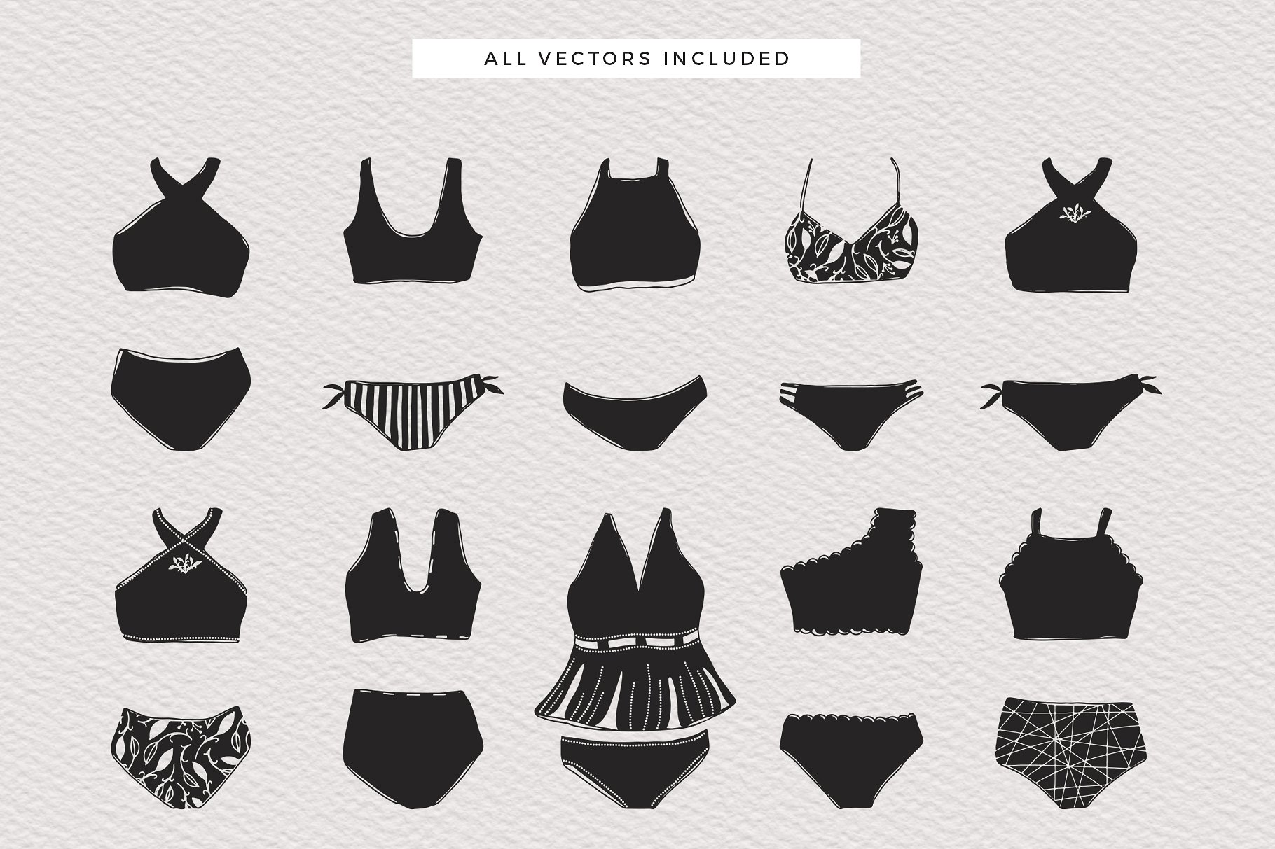 夏日内衣泳衣服饰矢量图形 Summer Wear Vector Graphics插图(1)