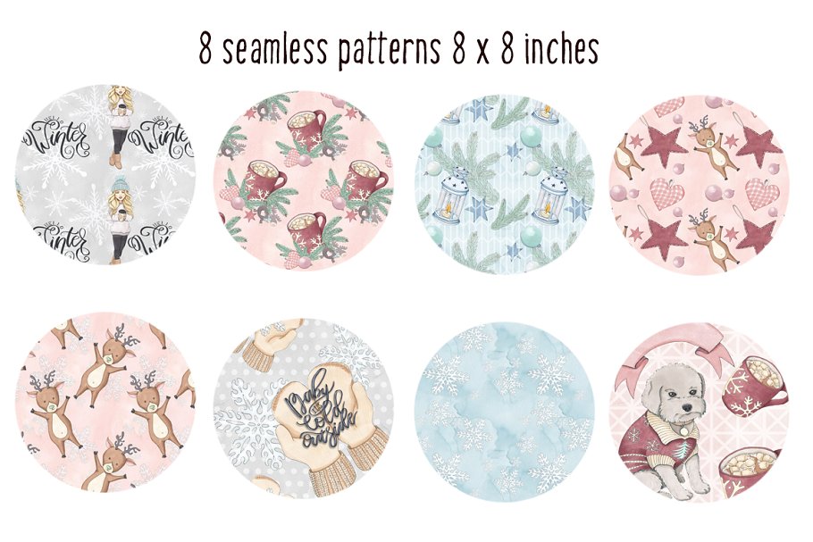 冬季圣诞节主题手绘插画套装 Winter Christmas Hand-painted Kit插图(7)