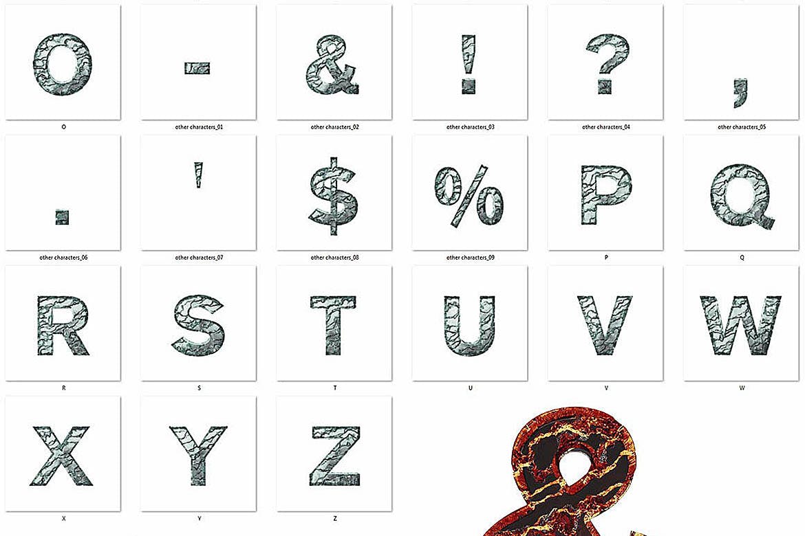 时尚高端3D立体破裂的玻璃质感的数字英文字体（png）插图(4)