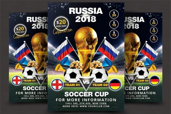 足球杯比赛宣传海报设计单页模板 Soccer Cup Flyer Template