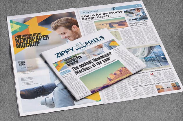 新闻报纸设计样机 Newspaper Design Mockups插图(2)