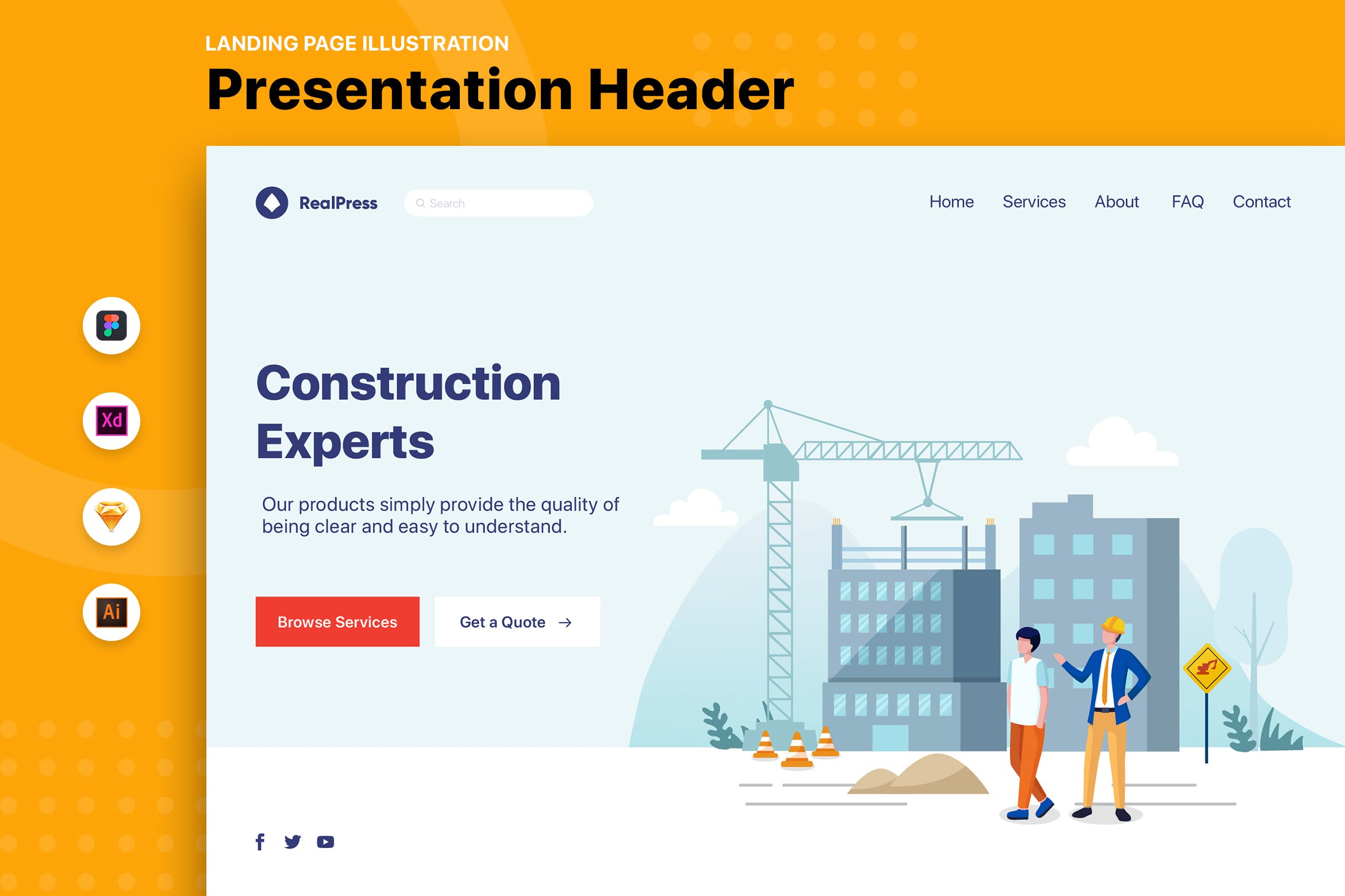 房地产网站矢量素材库精选概念插画素材v4 RealPress – Web Header Template插图