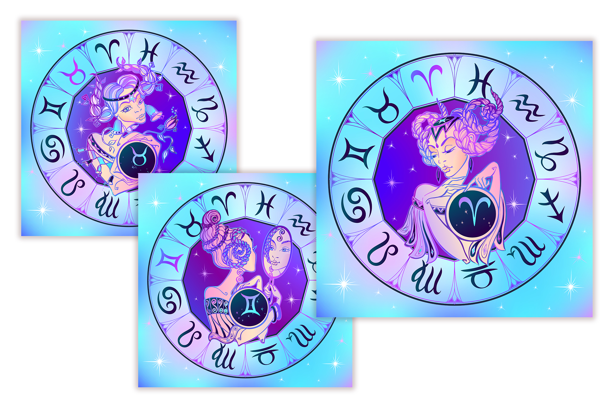 时尚美丽的十二星座创意矢量插画素材下载 [EPS]插图(10)
