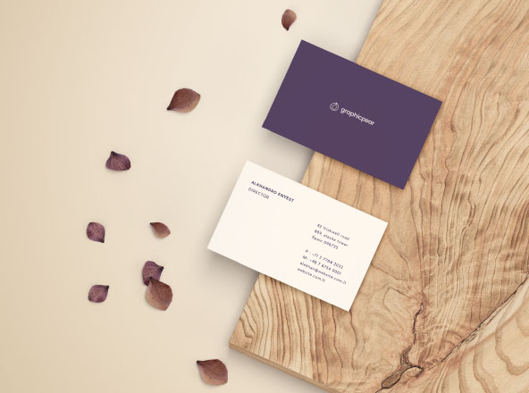 名片设计前视图&amp;后视图样机模板 Front &amp; Back Business Card Mockup