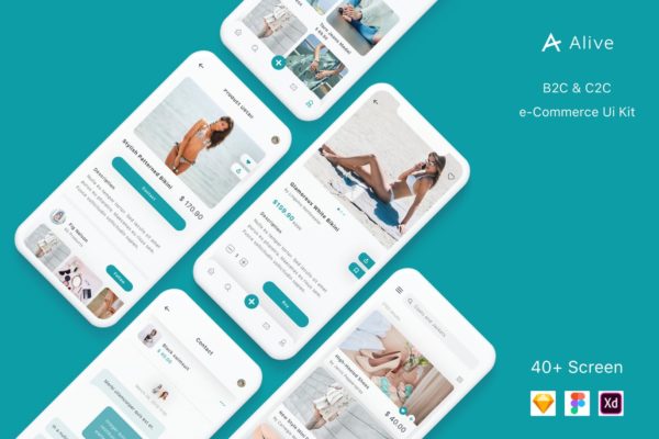 B2C&amp;C2C电商平台APP交互设计UI套件 Alive – B2C and C2C eCommerce App Ui Kit
