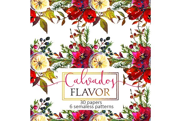 圣诞花饰纸张图案纹理素材 Christmas floral paper pattern pack插图(9)