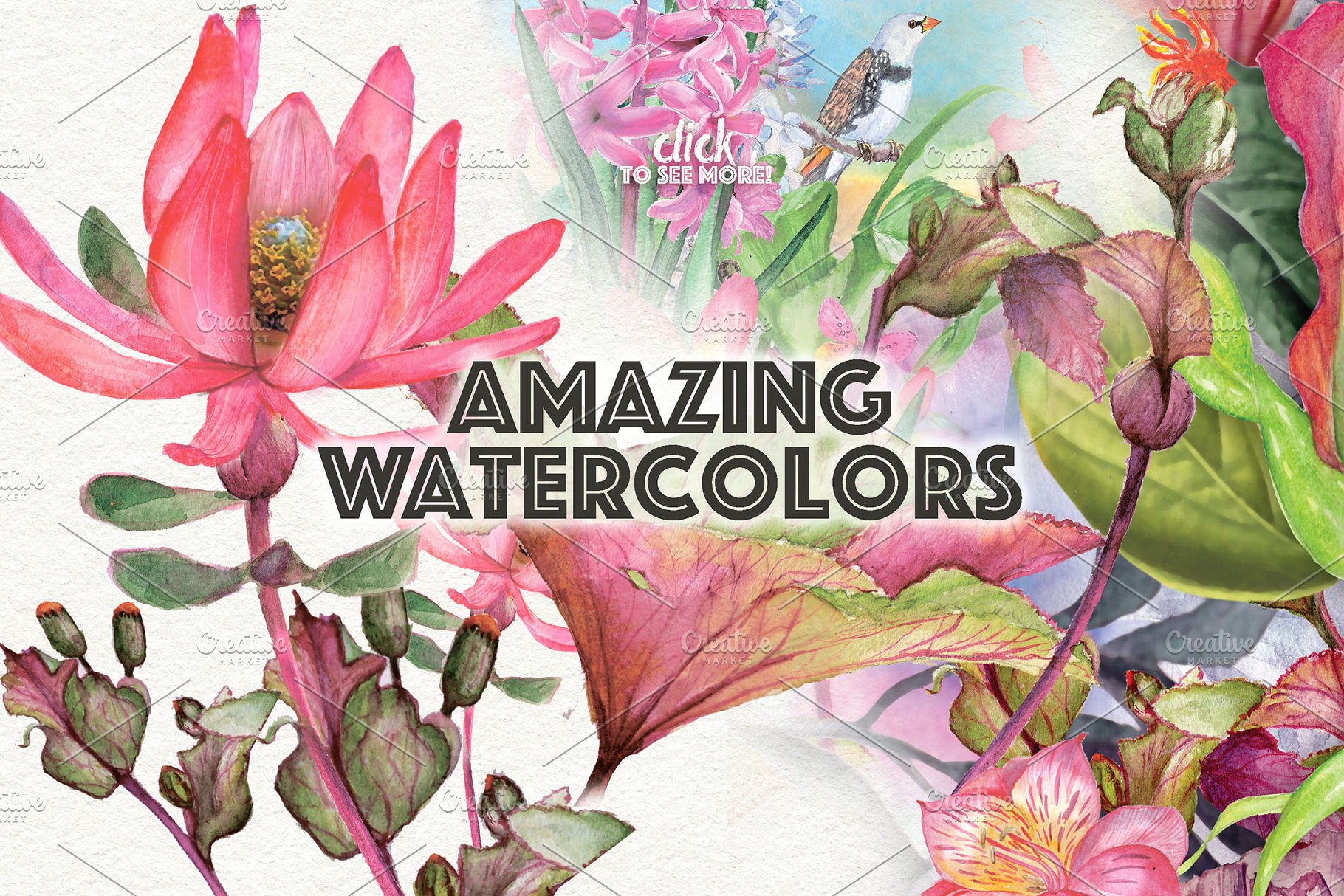 超级手绘水彩花园元素合集[1.23GB] Amazing garden 100 PNG插图(2)