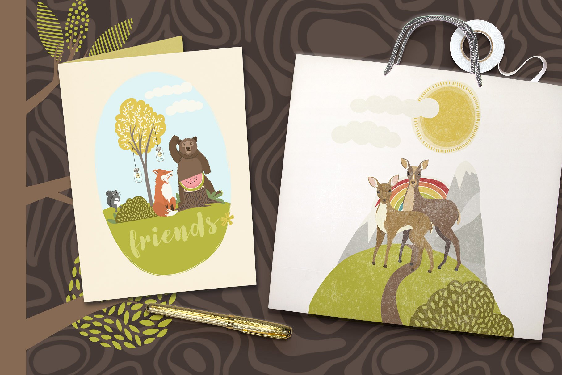 可爱卡通林地动物剪贴画 Woodland Animal Cute Characters插图(3)