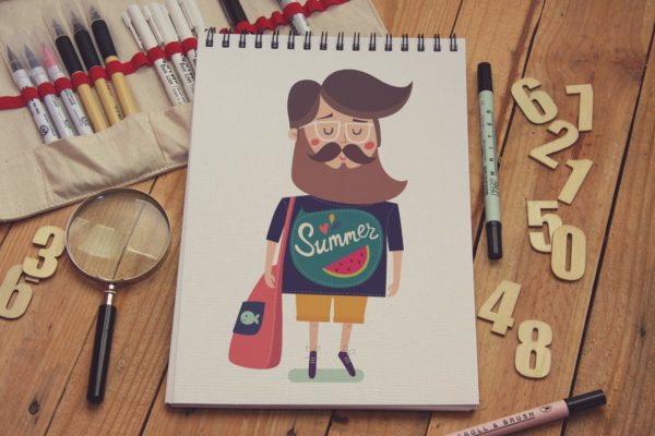 竖版绘画本手绘插画作品展示样机素材库精选 Sketchbook Vertical