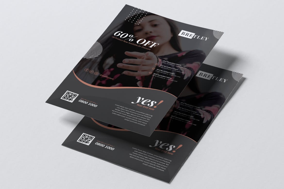 时装店传单和素材库精选名片模板 BRETLEY Fashion Store Flyer & Business Card插图(1)