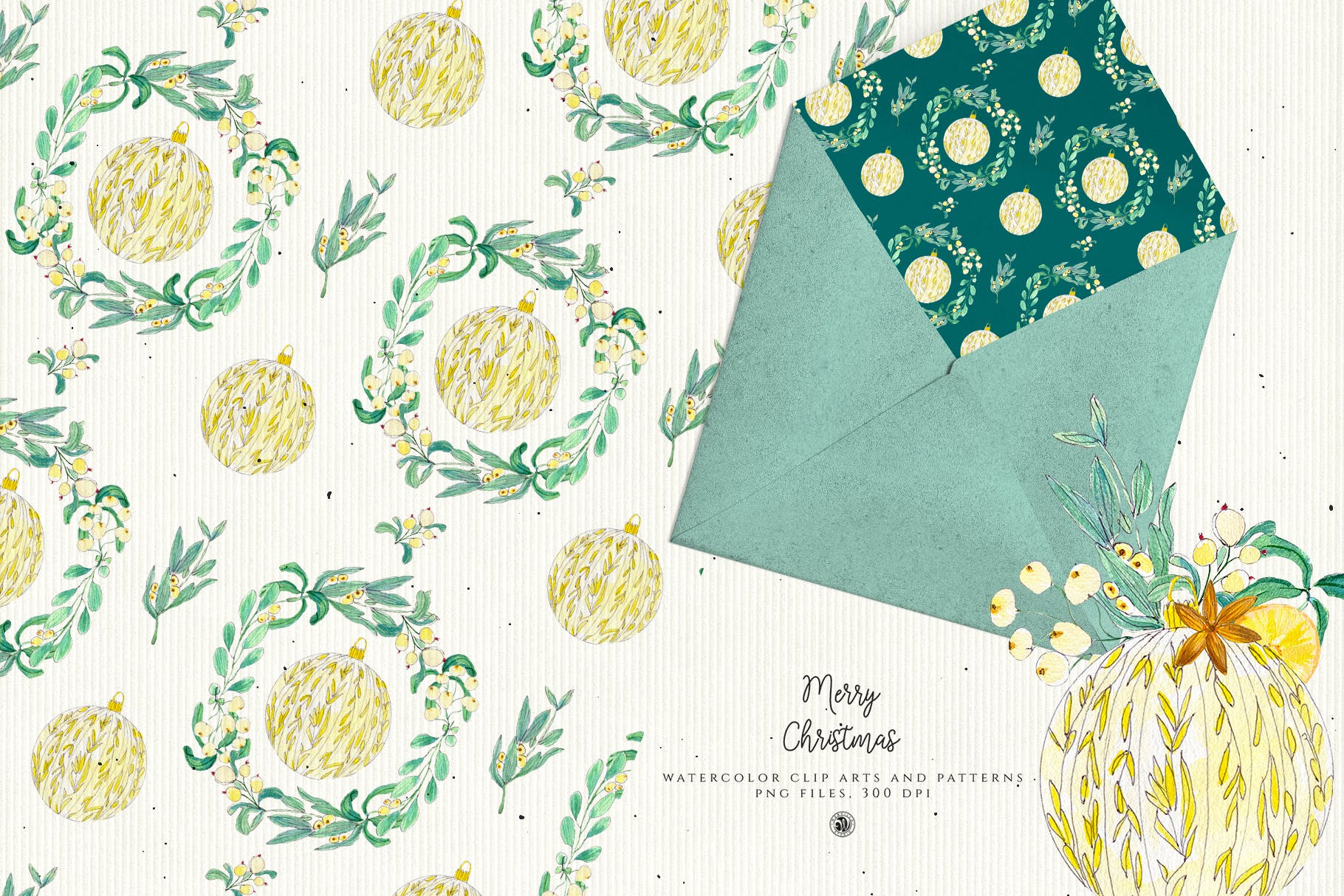 水彩手绘圣诞装饰元素PNG高清图片素材 Christmas Decorations插图(1)