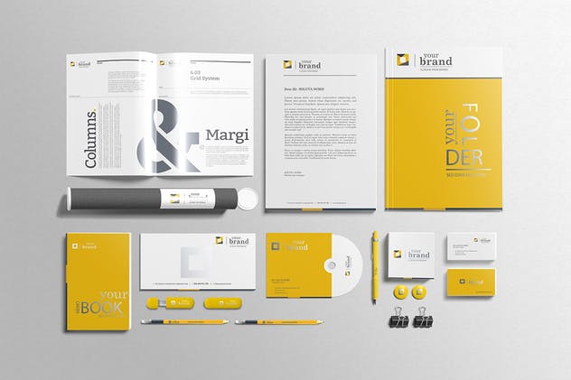 企业品牌VI办公用品样机设计模板V3 Branding-Stationery Mockups V3插图(1)