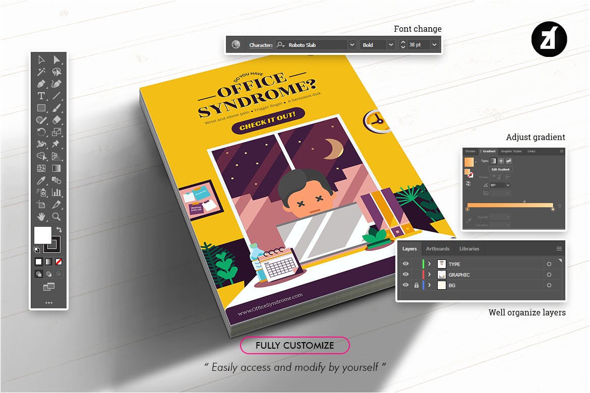 办公室综合症主题矢量插画素材 Office syndrome graphic templates插图(3)